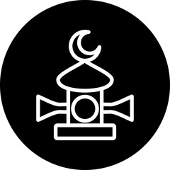 adhan Vector Line White Circle Black Icon Design