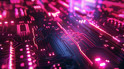 Cyber neon lights forming a futuristic pattern with a vibrant purple glow