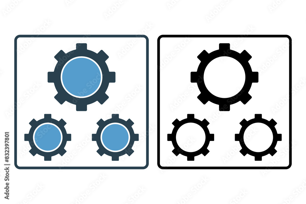 Poster gear icon. icon related to setup and setting. suitable for web site, app, user interfaces, printable