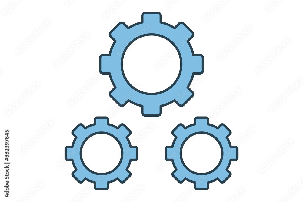 Poster gear icon. icon related to setup and setting. suitable for web site, app, user interfaces, printable