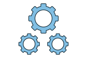Gear icon. icon related to setup and setting. suitable for web site, app, user interfaces, printable etc. flat line icon style. simple vector design editable