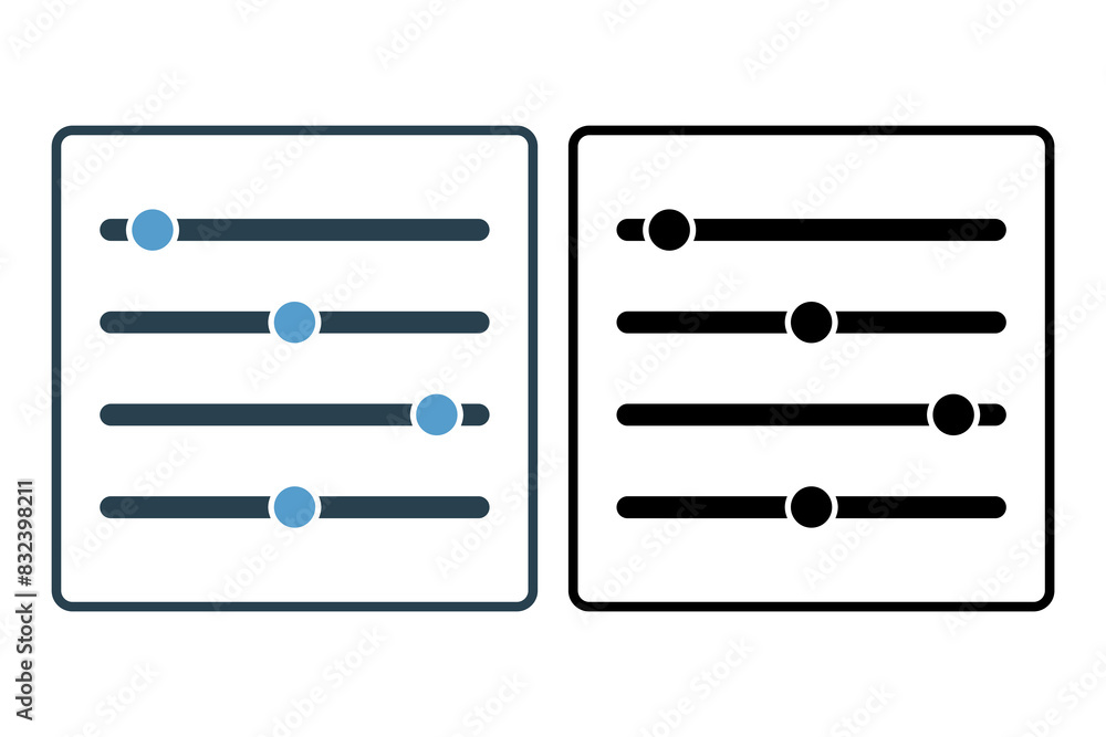 Poster slider controls icon. icon related to setup and setting. suitable for web site, app, user interfaces