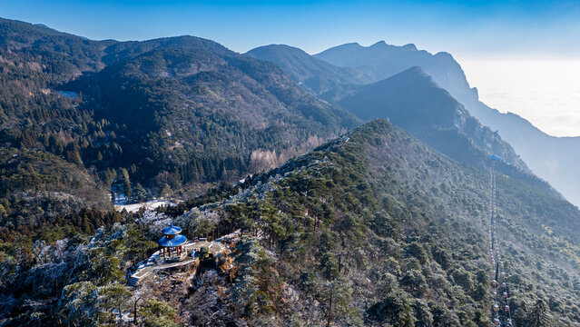 Aerial of Hanpo Pass, Mount Lu (Lushan), UNESCO World Heritage Site, Jiujiang, Jiangxi, China