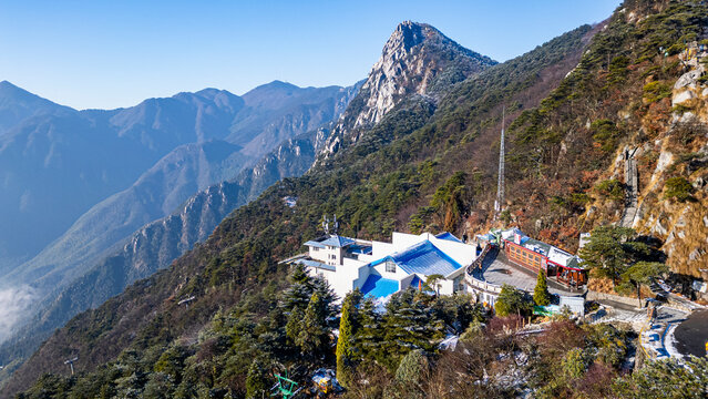 Aerial of Hanpo Pass, Mount Lu (Lushan), UNESCO World Heritage Site, Jiujiang, Jiangxi, China