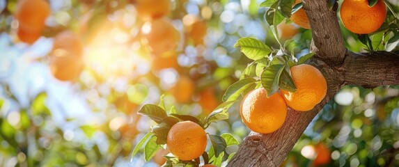 Tree laden with ripe oranges
