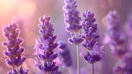 Fototapeta premium Vibrant Lavender Blooms in a Serene Countryside Landscape