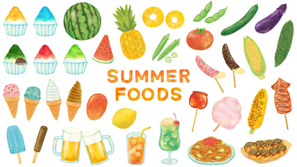 夏の食べ物 イラストセット