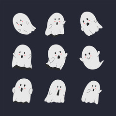 Cute ghost hand drawn vector illustration