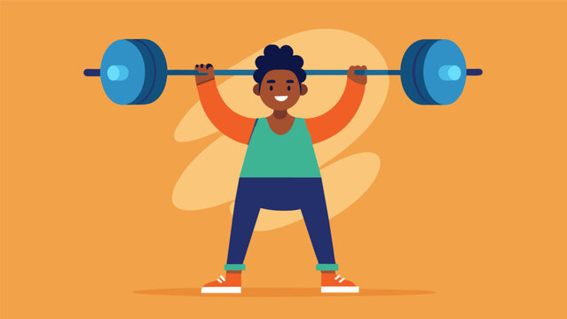 With each lift the lifter can feel the resistance of the virtual weights as they strain and exert their muscles.. Vector illustration
