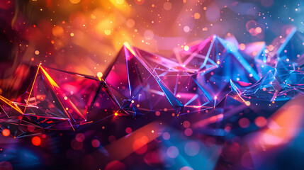 Fluorescent geometric patterns creating a futuristic atmosphere with vibrant energy