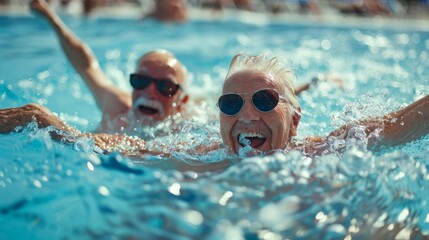 Two men in the water, one wearing sunglasses and the other smiling
