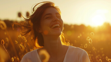 Background wallpaper of smiling happy woman