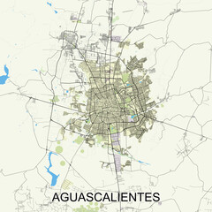 Aguascalientes, Mexico map poster art