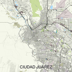 Ciudad Juárez, Mexico map poster art