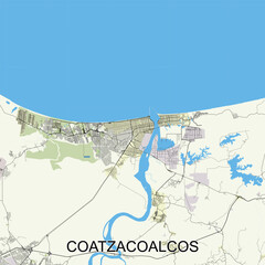 Coatzacoalcos, Mexico map poster art