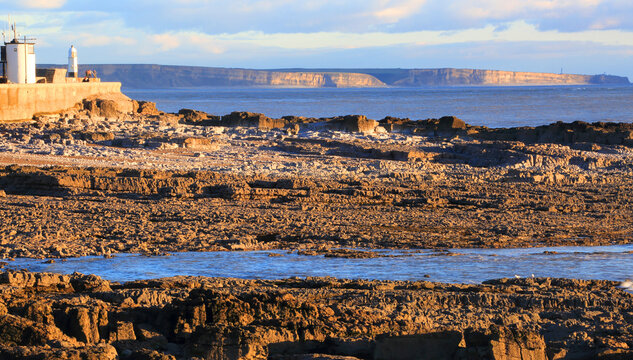 Porthcawl, late winter's afternoon looking towards Nash Point, Mid Glamorgan, South Wales