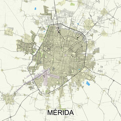Mérida, Mexico map poster art