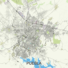 Puebla, Mexico map poster art