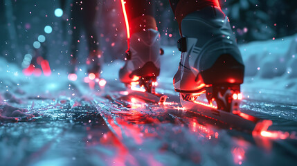 Close-Up of Ice Skates on Ice - Speed Skater's Ice Skates