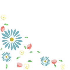 Decorate flowers and leaves with simple small flowers for greeting cards