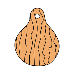 Round wooden chopping board, cooking or baking kitchen utensil design element, vector