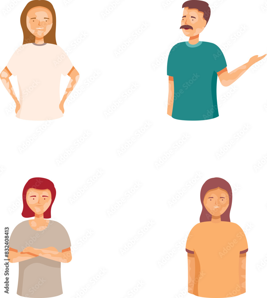 Poster vector illustration of cartoon characters with different expressions and postures