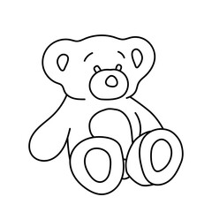 Teddy bear in doodle style. Vector isolated on white background