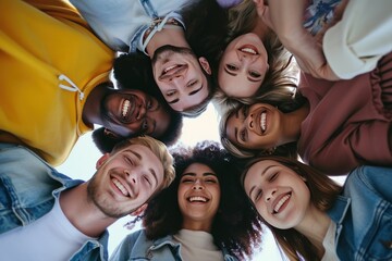 Group of multiethnic friends taking selfie. Excited multiethnic friends smiling, waving and posing together for camera while doing group selfie with smartphone. Happy group of friends. Taking a selfie