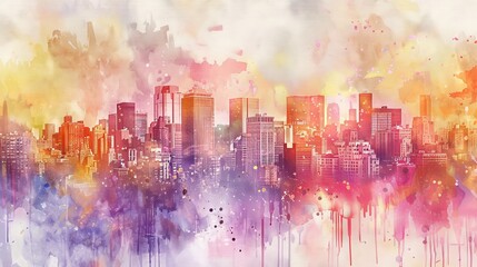 Watercolor Painting of a City's Transformation