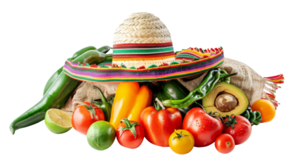 Cinco de mayo, hat, sombrero, vegetables, 