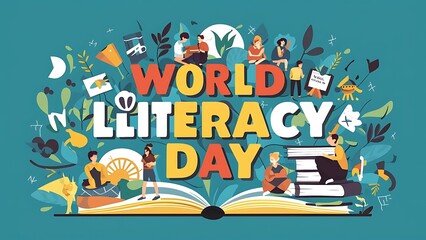 Obraz premium World Litracy Day (Illustration-typography)