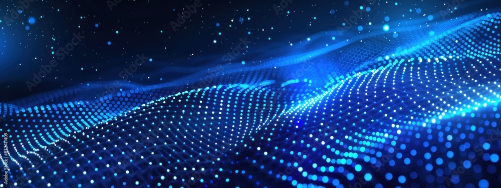 Poster blue digital dots background vector presentation design in the style of modern futuristic