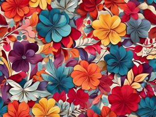 seamless floral pattern spring, leaf, art, textile, texture, fabric,Ai generated 