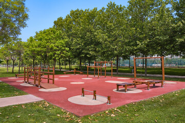 Obraz premium Sports Park with wooden equipment