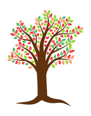 Abstract Colorful Tree Vector Logo, Icon Design. Growth and wisdom logo design. Green tree icon. 