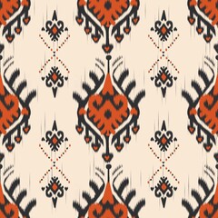 Ikat colorful ethnic motif pattern. Illustration ikat ethnic motif abstract shape seamless pattern. Ikat ethnic pattern use for fabric, textile, home decoration elements, upholstery, wrapping, etc.