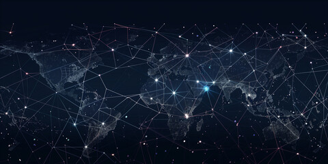 World Map with Glowing Markers