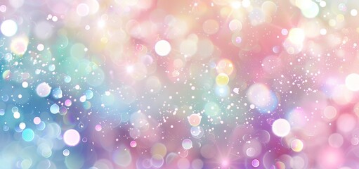 Obraz premium Pink and blue starry glitter bokeh background banner with glittery stars fluttering through the middle to create a feminine tone.