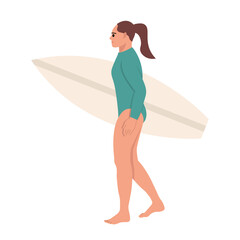 woman holding a surfboard - vector illustration