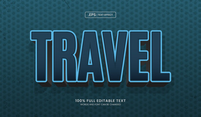 Design editable text effect, Travel 3d bold blue color