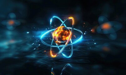 Glowing Atomic Structure in Abstract Art