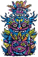 A vibrant and colorful animal art piece featuring a plethora of hues blending harmoniously across a variety of creatures