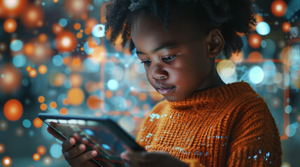 black child with digital tablet