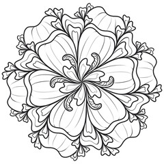 Floral Mandala Elegance design for coloring, Meditation and Decorative Element