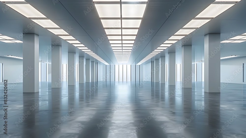 Poster brightly lit vast empty room exuding pure authenticity in editorial style