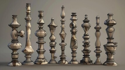 3D model of Freestyle water pipe with unique shapes and artistic flair