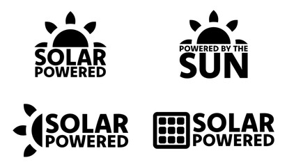 Solar Power label designs with icon and text.