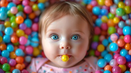 Curious Baby Playing with Colorful Beads - Warning: Choking Hazard