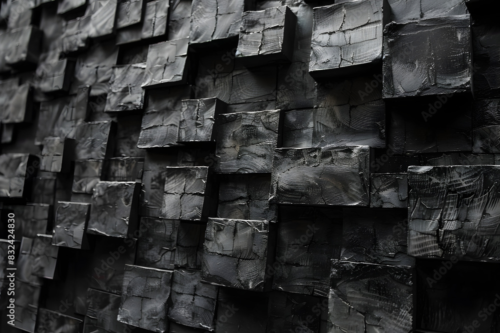 Aufkleber abstract geometric blocks on black background 3d render
