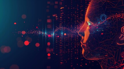 Fototapeta premium audio AI, digital background and space area for text